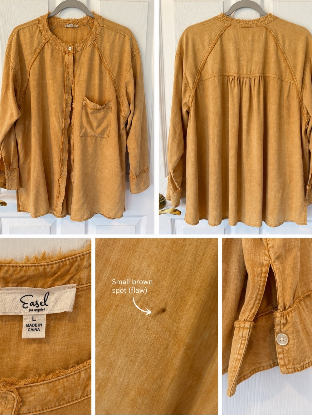 easel Golden Mustard Button-Front Blouse